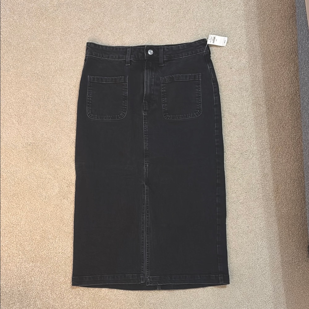 GAP Black Denim Midi Skirt